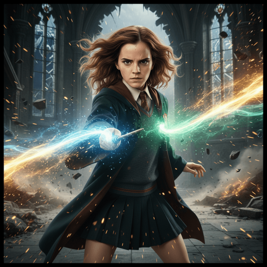 Hermione in action moment